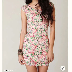 Floral Print Cap Sleeve Dress